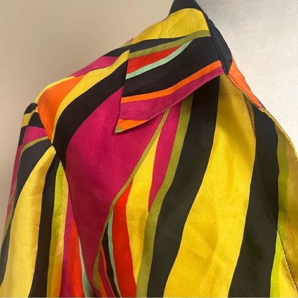 Spencer Jeremy vintage multi colored silk wrap top Sz S - Picture 2 of 5